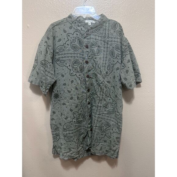 Earthbound Trading Co. Medium M Button Up Shirt Paisley Pattern Short Sleeve - Picture 1 of 7